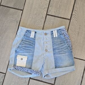 Pilcro Blue and White Jean Shorts
